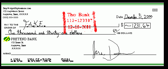 Front of December 5 cheque