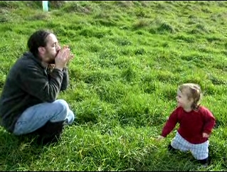 Corran and Peo in grass