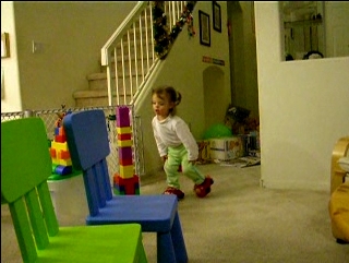 Peo doing a silly walk.