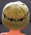 Baby Hat - Green with Yellow Flowers - On Doll - Back