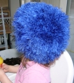 Blue Fuzzy Monster Who Likes Baked Goods Hat - No Eyes - Back