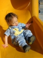 Duck Overalls - Toddler wearing them on a park slide