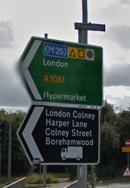 hypermarket street sign