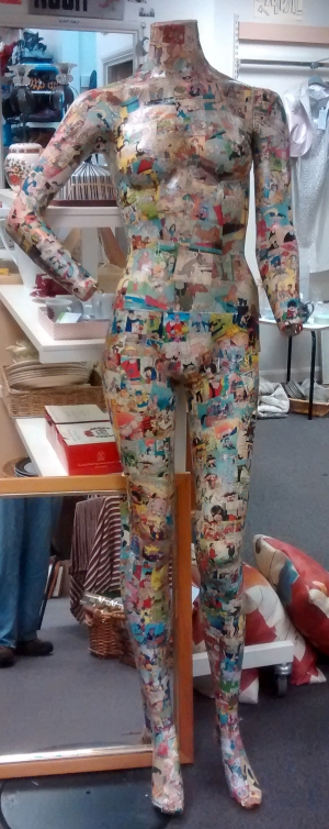 comic covered mannequin