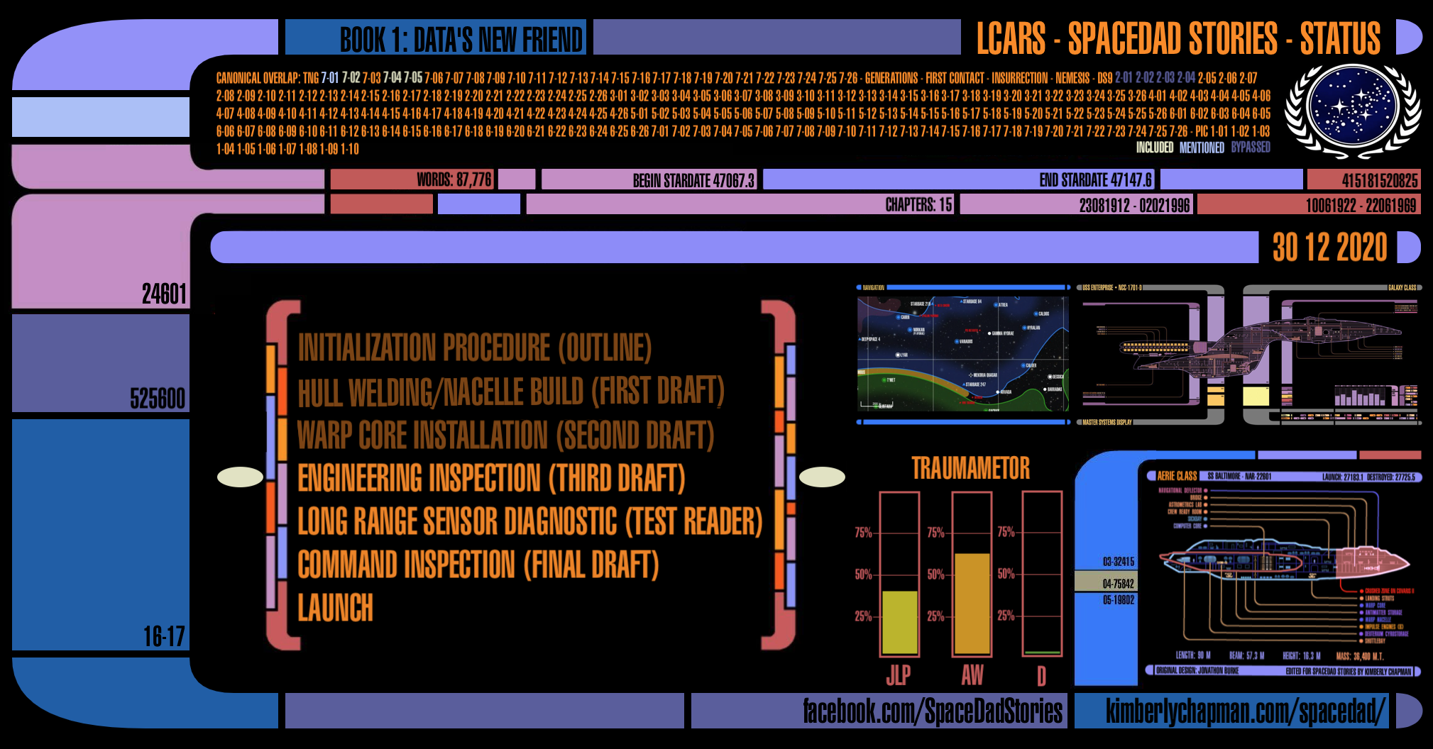 LCARS screen indicating the second draft has been completed.